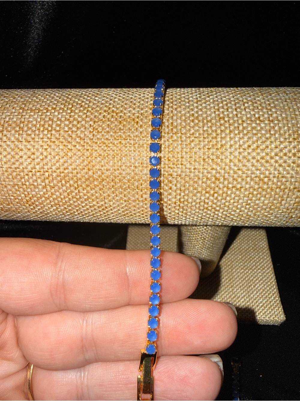 Elegant Gold-Plated Blue Tennis Bracelet -